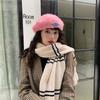 Hat Women's Autumn and Winter Sweet Rabbit Fur Patch Beret Winter Cute Painter Hat Women's Plush Hat