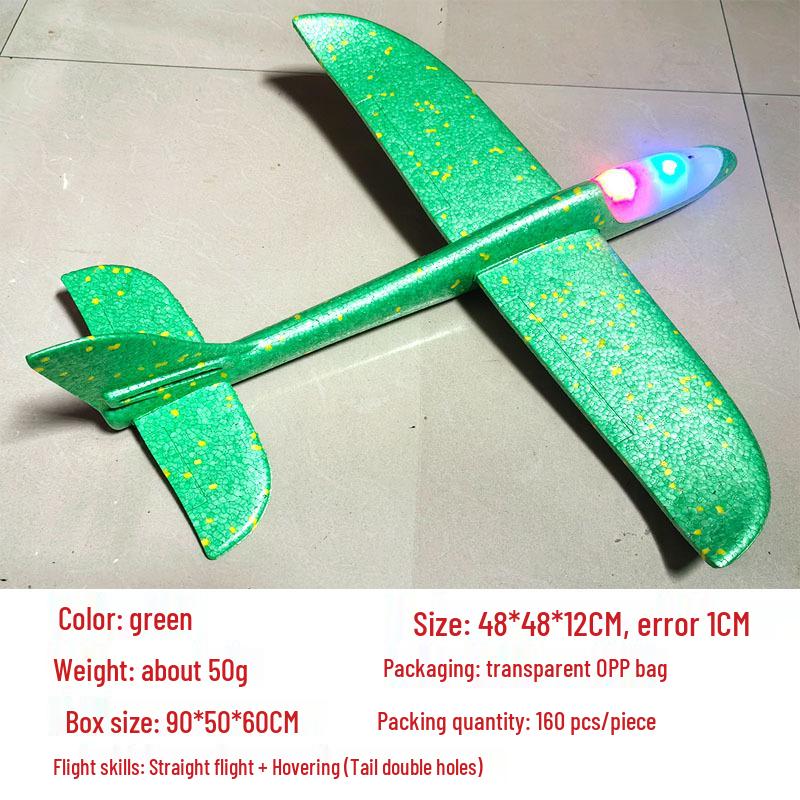 Children's 48CM Luminous Foam Glider Toy - Pure White Model for Outdoor Play
