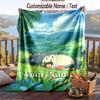 Custom Text Flannel Throw Blanket, Lightweight Cozy Bed Sofa BlanketMy Neighbor Totoro