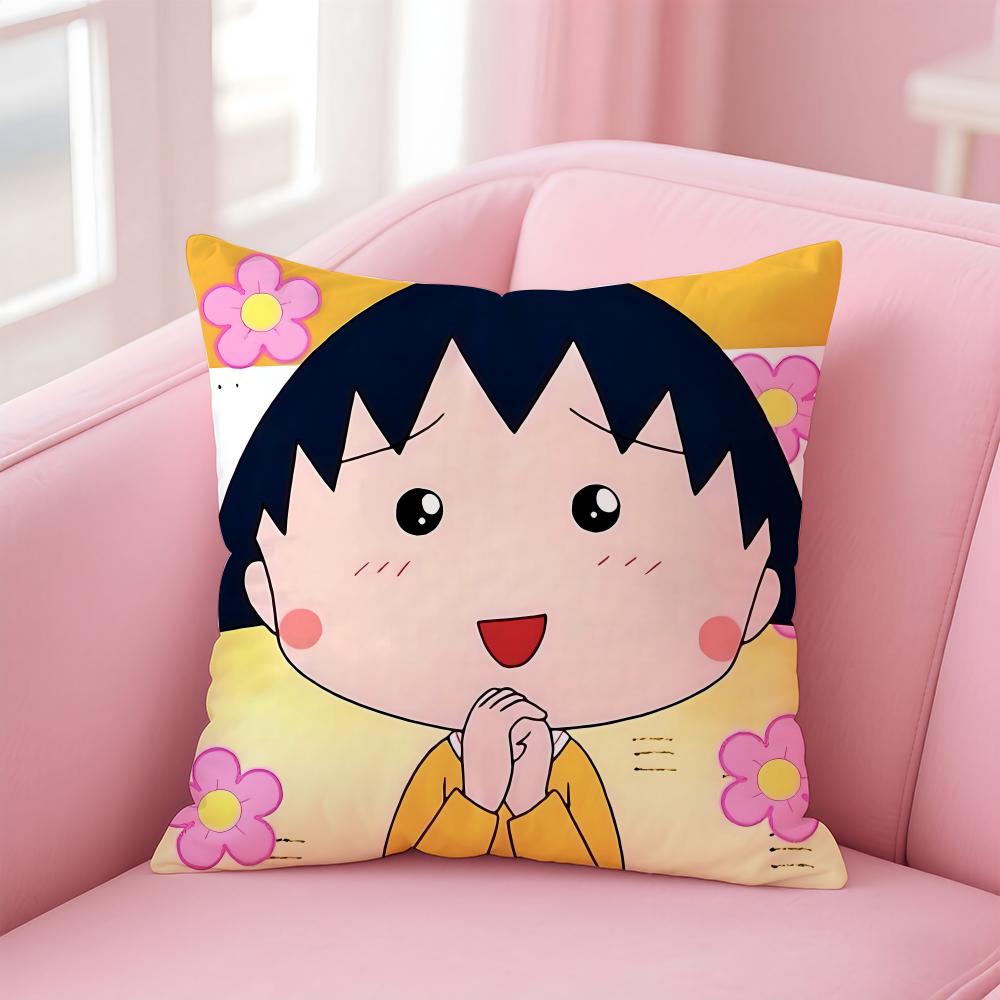 Cute Anime C-Chibi M-Maruko Chan Cushion Cover Comfortable Reversible Pillow Cover Ideal for Car Sofa Bedroom & Beyond
