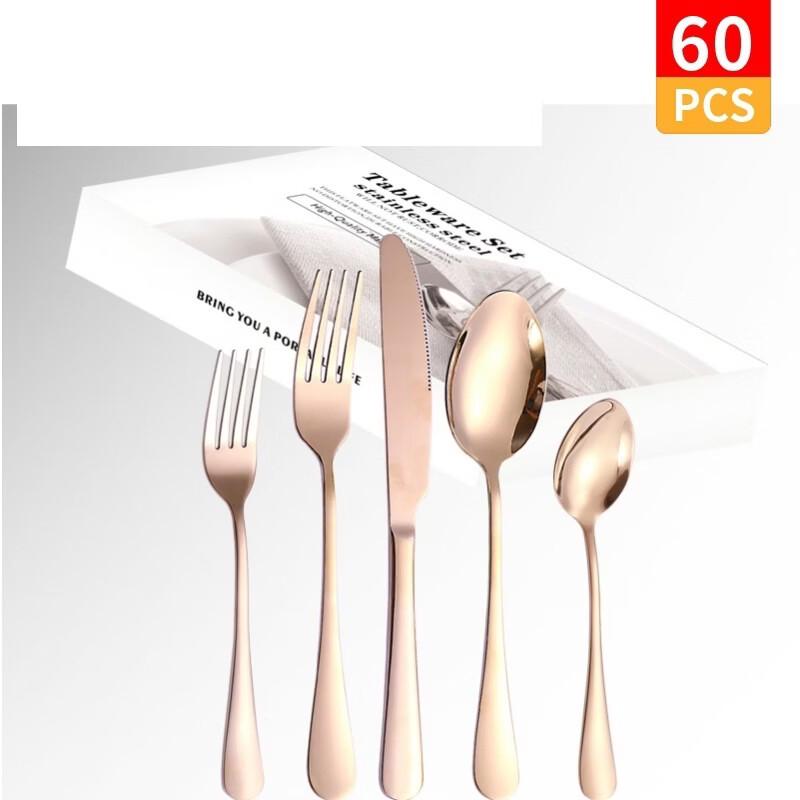 ZISIZ Colored Stainless Steel Cutlery Set, 60-Piece