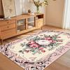Alfombra Clásica Vintage con Estampado Floral de Rosas Lujosa Moderna para Decoración de Sala de Estar, Dormitorio, Oficina Felpudo Antideslizante Lavable a Máquina
