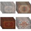 4/6/1pcs Boho Placemats Linen Non Slip Table Mats Rectangular Hand Washable Dining Table for Kitchen Home Decor