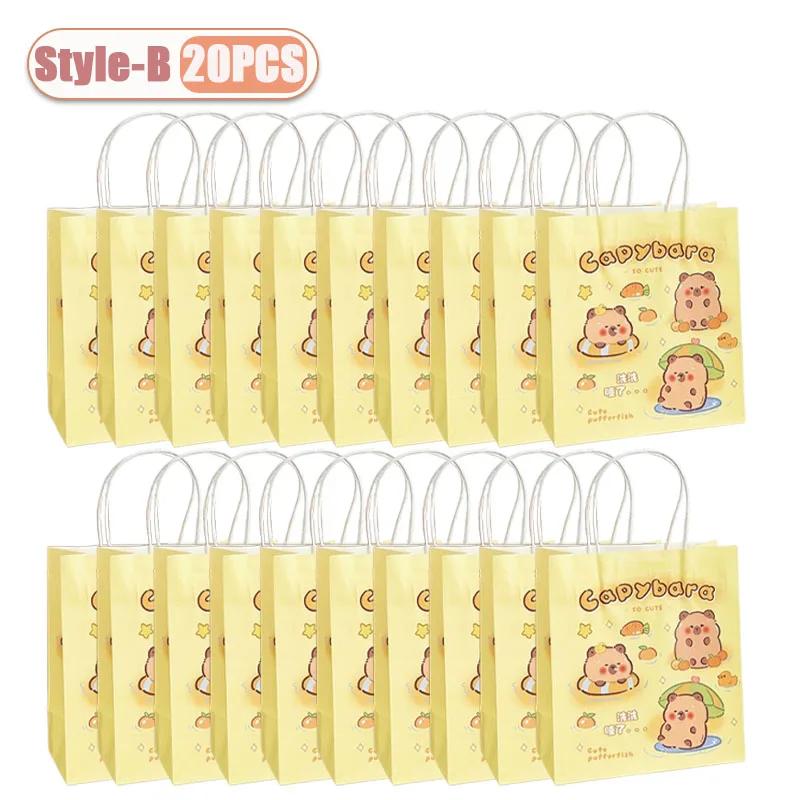 10-60PCS Cartoon Capibala Gift Bag Creative Dolphin Packaging Cute Paper Bags Birthday Shopping Handheld Gift Bag