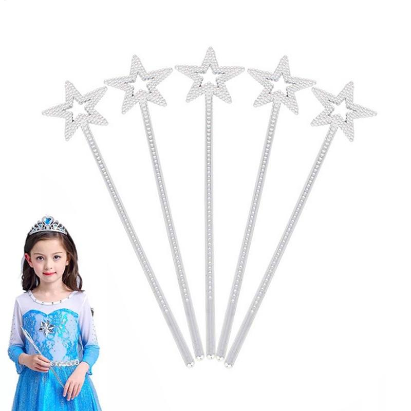 Pentagram Fairy Stick Makeup Prop Stick Star Wand Silver Fairy Wands Star  For Little Princesses, Fairies, Dancers