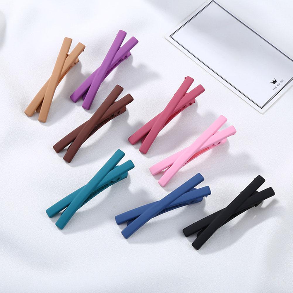 Women Girls Hair Clip Solid Color Cross Hairpin Hair Styling Tool Hair Accessories