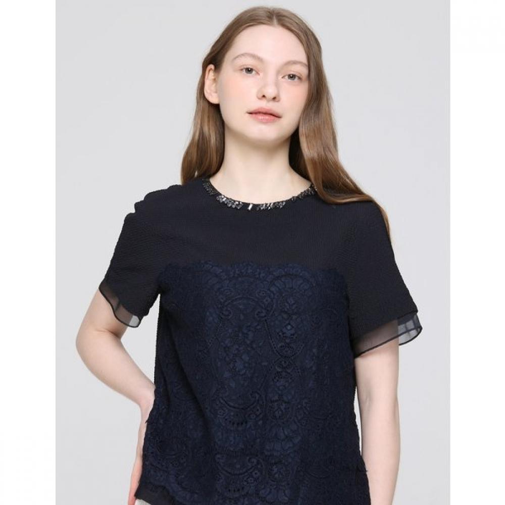 Son Jung Wan Bead Neck Lace Color Block Blouse Zbl6262220