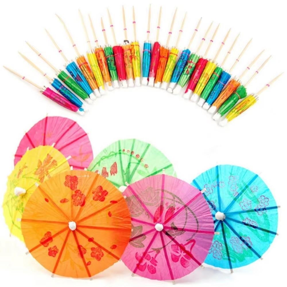 50pcs Bamboo Toothpick Paper Cocktail Parasols Toothpick Fruit Stick Hawaiian Fruit Picks Wedding Decor Drink Picks Pool Party