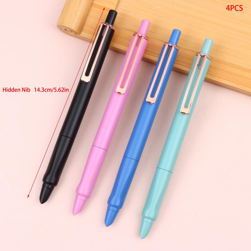 New New Retractable Press Type Fountain Pen Color Pen Body Notched Ink Pen Calligraphy Practice Exchangeable Ink Writing Pen