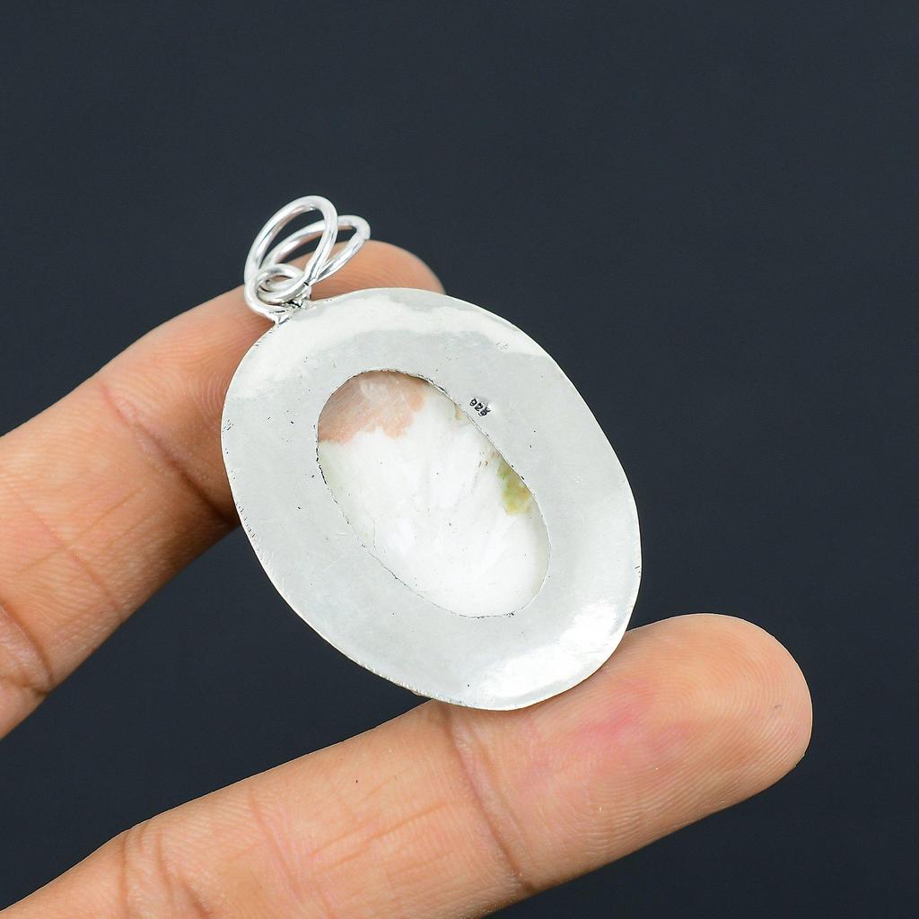 Natural Scolecite Gemstone Pendant 925 Sterling Silver Indian Jewelry For Girls