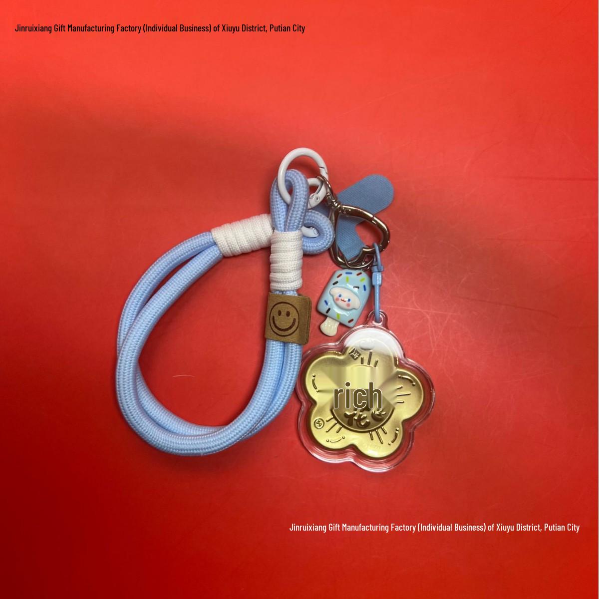 999 Pure Gold Keyring Phone Chain & Bag Pendant - New Year Creative Gift Without Gold