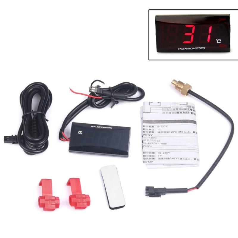 

Digital 0~120 Degree Celsius Temperature Monitor Car Motorcycle Thermometer 12V Temp Meter 1 червоний