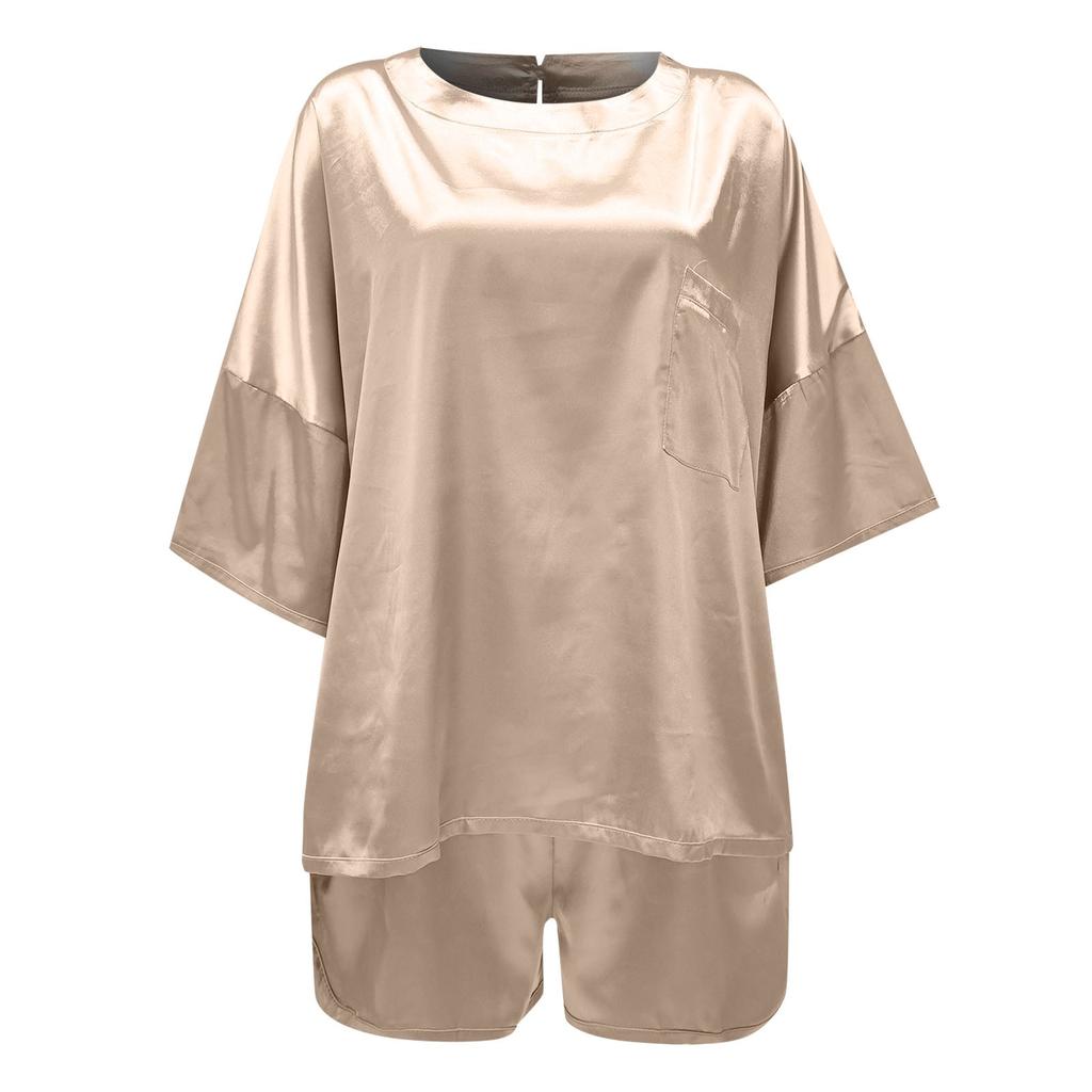 Women's Casual Color Pajamas Housewear Short Sleeved Shorts Loose Two-piece Suit