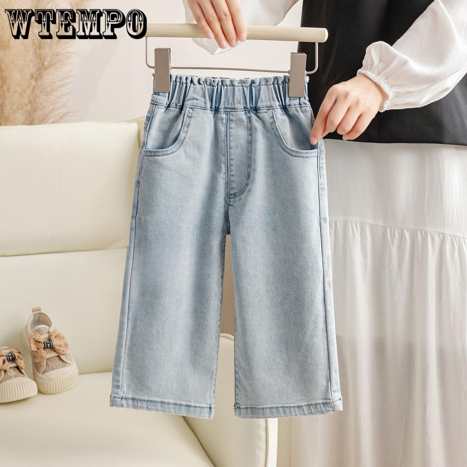 

Джинсы для девочек Детские корейские брюки прямого кроя Детский осенний наряд Верхняя одежда 130 синий