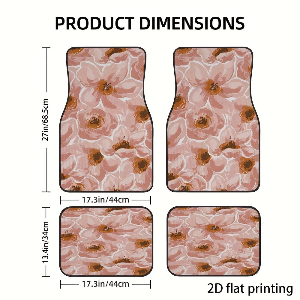 4pcs Car Floor Mats, Pink Floral Repeating Pattern, Made Of Polyester Fiber, Universal Car Mats, Wear-Resistant, Automotive Deco