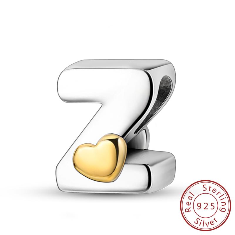 Copper 26 Letters A-Z Alphabet Charm Heart Love Letter Bead Fit Bracelet Diy Charm For Woman Jewelry Making