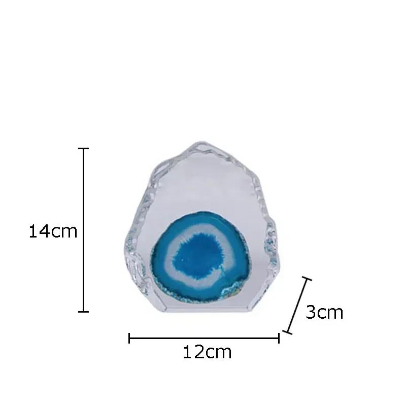The Eye of Agate Natural Crystal Ornaments Desk Decoration Transparent Crystal Blue Agate Stone Crafts Room Aesthetics Decor