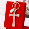 Stylish Korean Inspired Creative Rhinestone Cross Keychain For Women Handbag Accessory