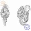WUIHA Vintage 100% 925 Sterling Silver Pear Cut Lab Sapphire High Carbon Diamonds Gemstone Ear Studs Earrings Hoops Fine Jewelry