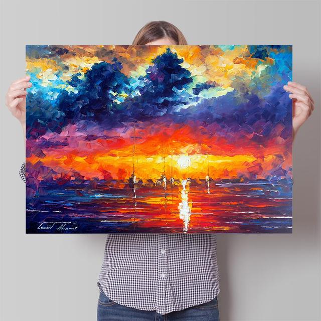 Sailboat Poster Sea Surface Canvas Painting Colorful Prints Wall Art Pictures Home Decor for Living Room Study Bedroom No Frame