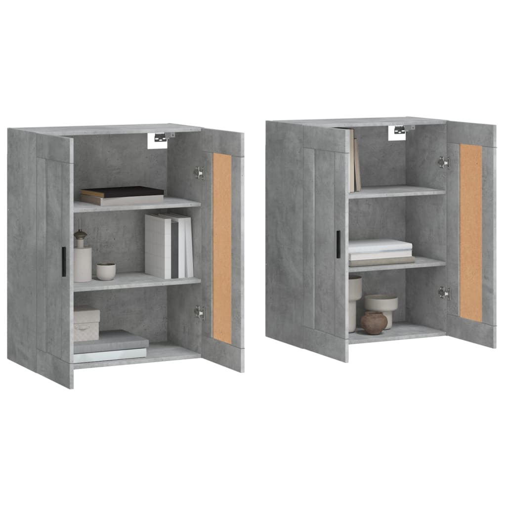 Wall Cabinets 2 pcs Concrete Grey Particleboard