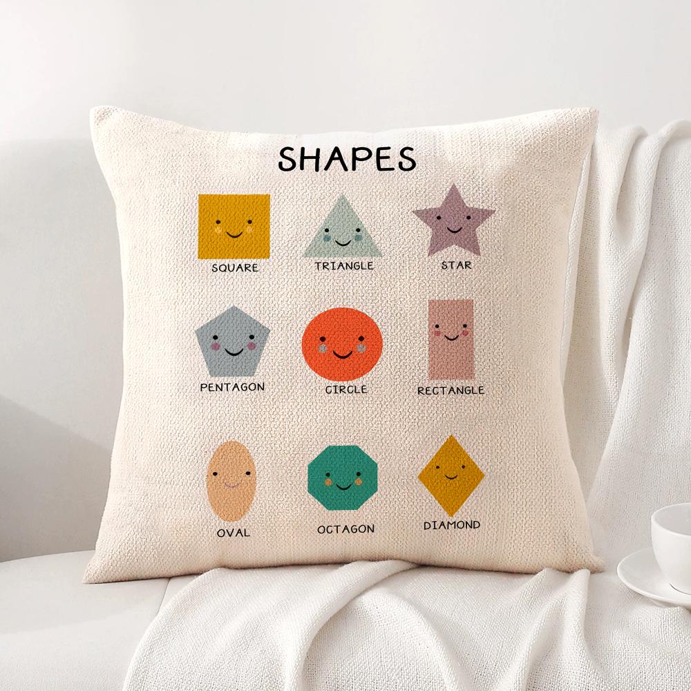 English Education Cushion Cover Natural Linen Organic Fabric DoubleSided Printing Sofa Home Decor Breathable Bed Pillow