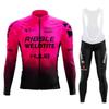Winter Fleece Cycling Jersey Set Long Sleeve Thermal Bike Wear Men Women