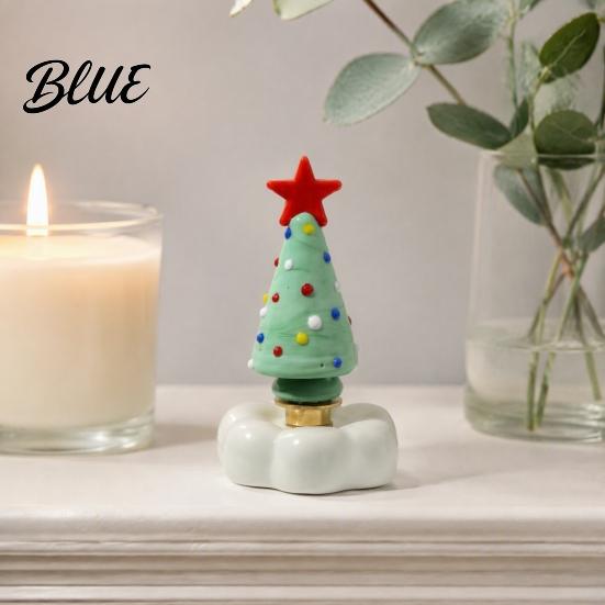 Handmade Glass Crafts Christmas Tree Ornament with Star Top And Colorful Bead Details Handcrafted Holiday Table Decor Desktop Rotating Figurine
