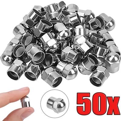 50PCS Car Tire Valve Caps  Round Head Chrome Plating Dust Proof Covers Cars Motorcycles Bike Tyre Styling Valve Cap Decoration