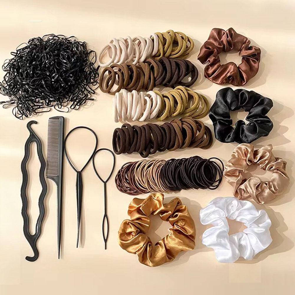 1109Pcs Dark Hair Accessories For Woman Set Seamless Ponytail Holders Variety Hair Scrunchies Hairbands Scrunchy Hair Ties