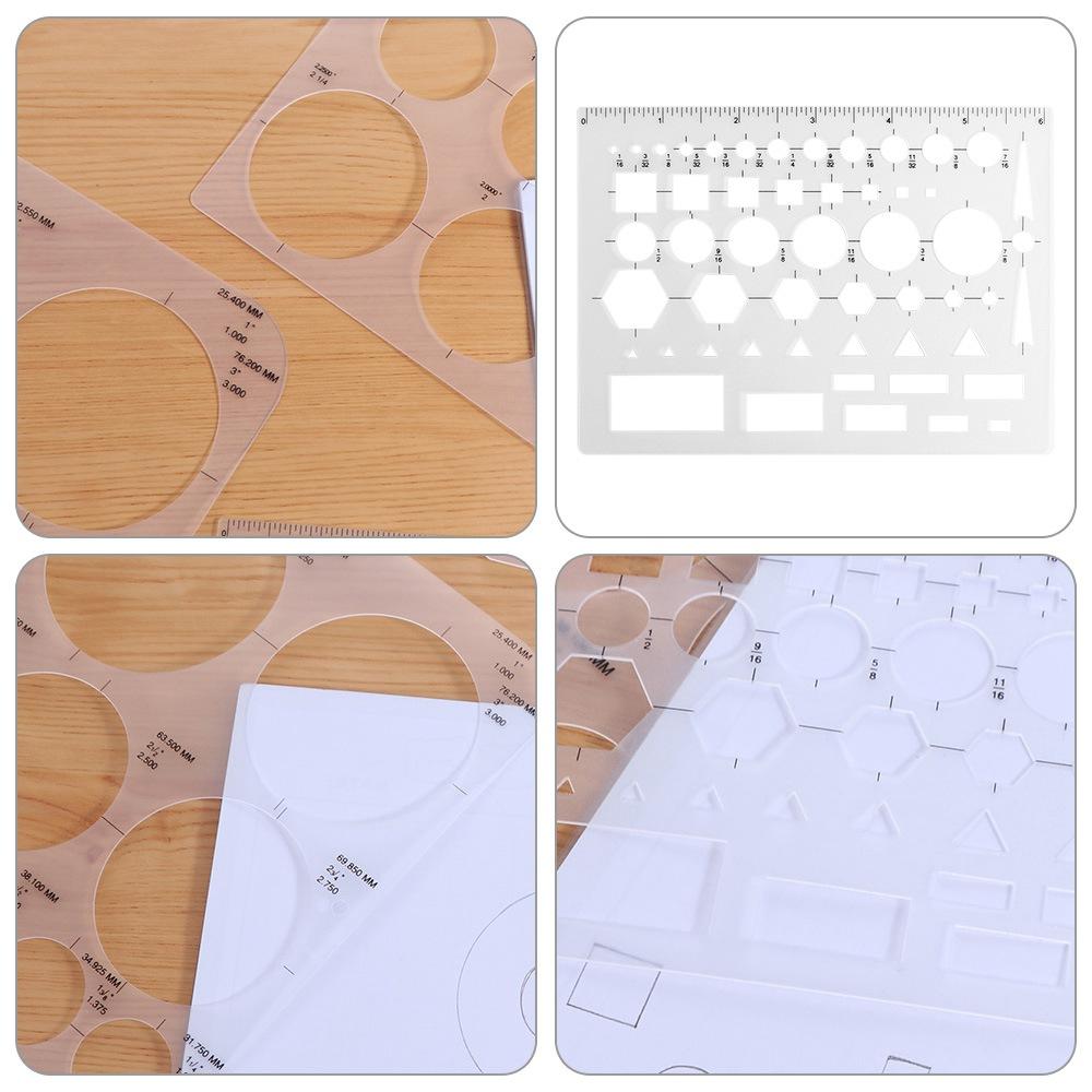 3Pcs 3 Sizes Round Templates DIY Multifunctional Geometric Ruler  School Office Supplies