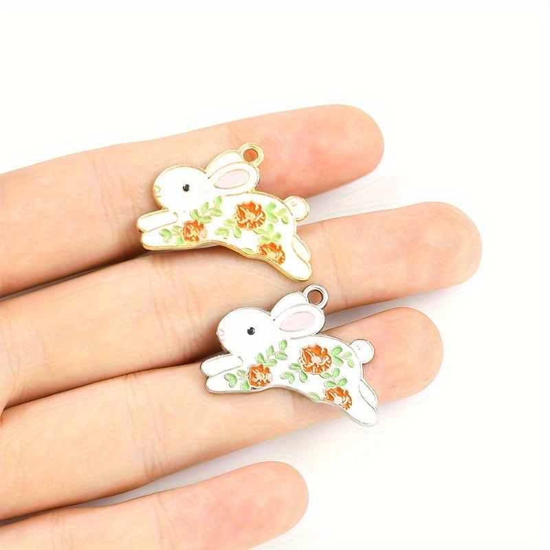 

DIY Necklace Bracelet Earrings Keychain Gift Handicrafts ProductsRabbit Alloy Enamel Metal Charms Cute Pendants 10pcs белый