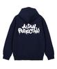 Brush Graffiti Lettering Oversized Wide Shoulder Hoodie_Navy