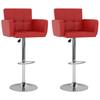 Bar Stool Set 2 Pieces Red Faux Leather