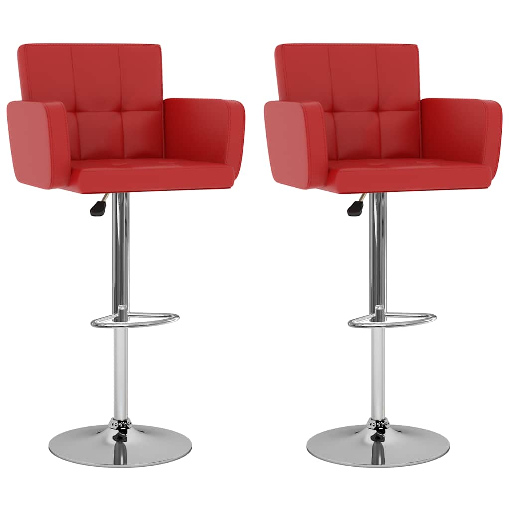 Bar Stool Set 2 Pieces Red Faux Leather