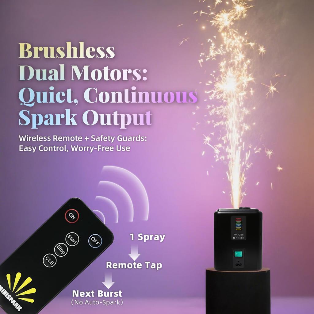 350W Mini Cold Spark Machine Stage Effects Wireless Remote DJ Equipment Party Fountain Spark Machine DMX Control Disco Wedding