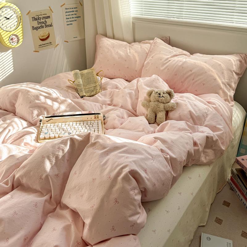 Pure Cotton Bedding Set Four-piece Set Skin-friendly Breathable and Comfortable Bed Sheet Quilt Cover Pillowcase