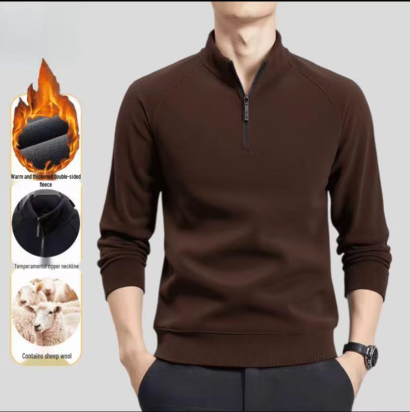 Men s Stylish Wool Cashmere Zipper Hoodie - Double-Sided Thermal Fabric for Autumn and Winter. XXL