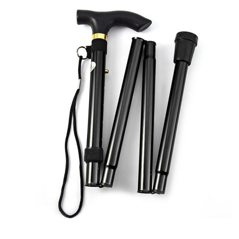 Ultra Light Aluminum Alloy Folding Telescopic Cane for Mountaineering Outdoor Equipment Hiking Stick Walking Aid Trekking Pole чёрный