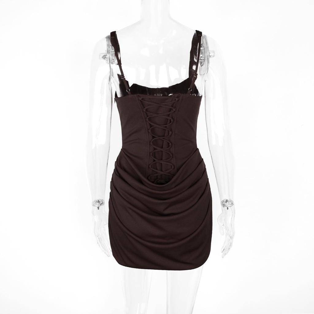 Women's European & American Sexy Fishbone Slim Fit Backless Spaghetti Strap Dress - Hot Girl & Mature Style