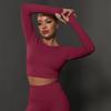 Tight Solid Color Pleated Sports Long-sleeved Tops High Elastic Breathable Running Fitness Yoga Clothes For Women