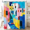 Handmade Shower Curtain Modern Artistic Pattern With Soft Pastel Colors For Bathroom Decorations.