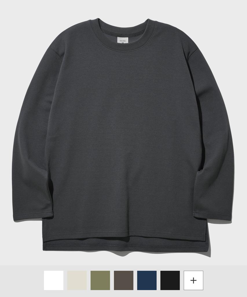 FP142 Double Cotton Plain Long Sleeve Tee Charcoal Jhlt1273