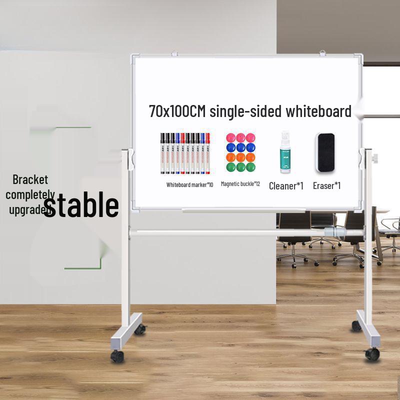 Double-Sided Mobile Easel Whiteboard/Blackboard for Home or Office Use