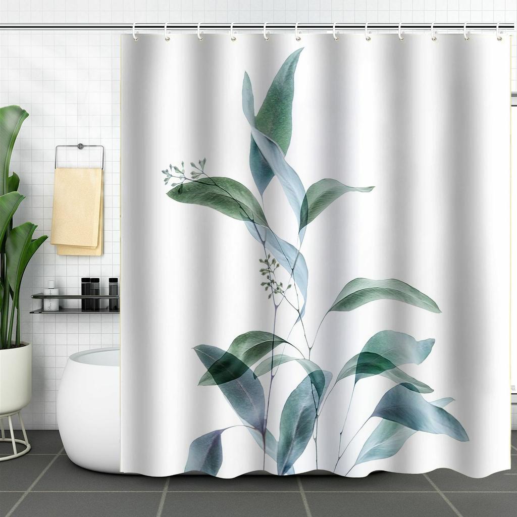 SHU1 3D Printed Tropical Jungle Plants Design Bath Curtain Polyester Waterproof Shower Curtain, 180x180cm