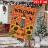 2D Flat, 2D Flat,1pc a Double-Sided Garden Flag Measuring 28 by 101.6cm, Featuring a Scarecrow, Bird, And Pumpkin Design, Perfect for Autumn Thanksgiv