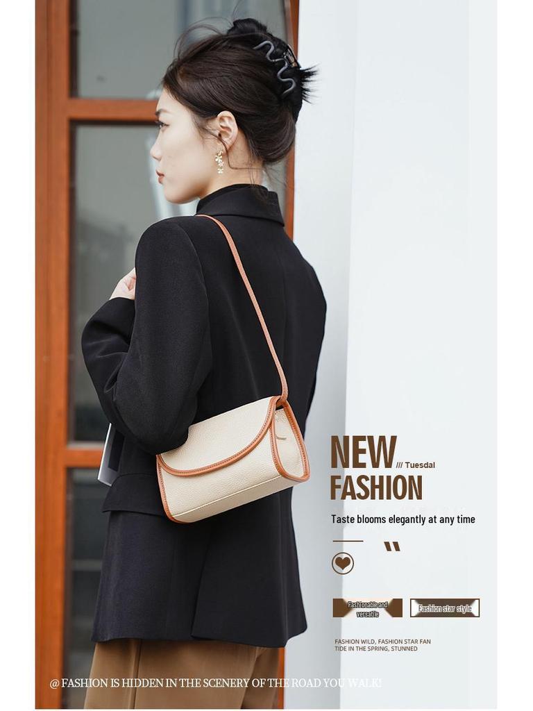 2025 Trendy Handbag: Fashionable Color Block Leather Crossbody Bag for Women