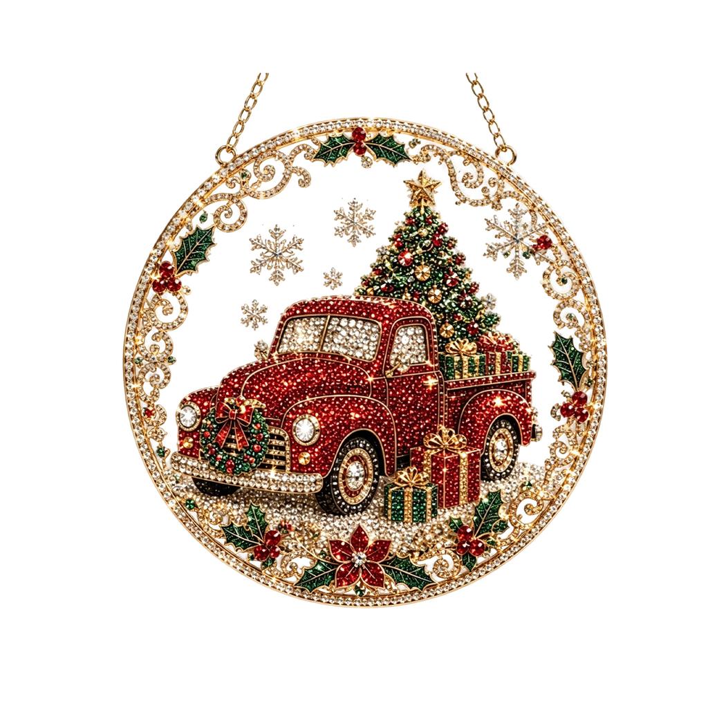 DIY Christmas Diamond Art Ornament Car with Tree 5D Crystal Kit