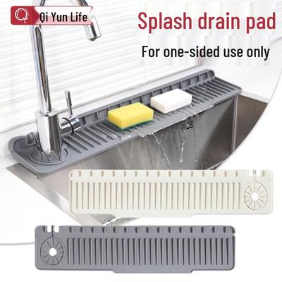 Single-Sided Silicone Faucet Splash Guard and Organizer Mat