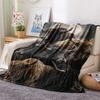 1PC Moonlit Highland Yaks Print FlAannel Blanket, High quality Comfortable for All Seasons, Home Decor, Warmth and Comfort